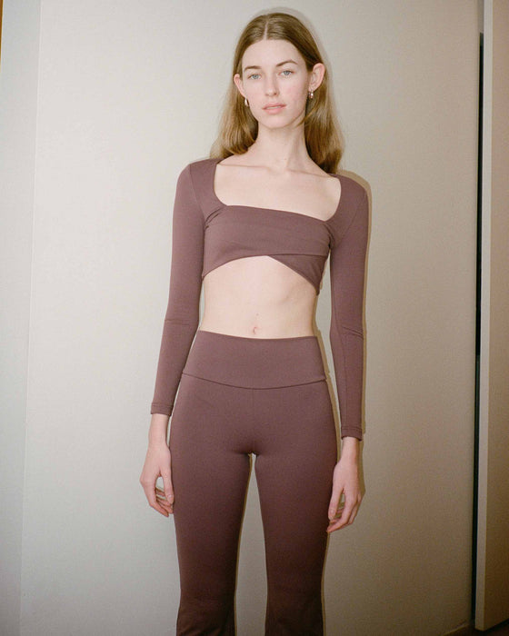 Infinity Long Sleeve Sports Crop - Chocolate Cherry