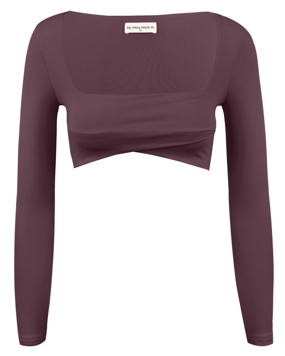 Infinity Long Sleeve Sports Crop - Chocolate Cherry