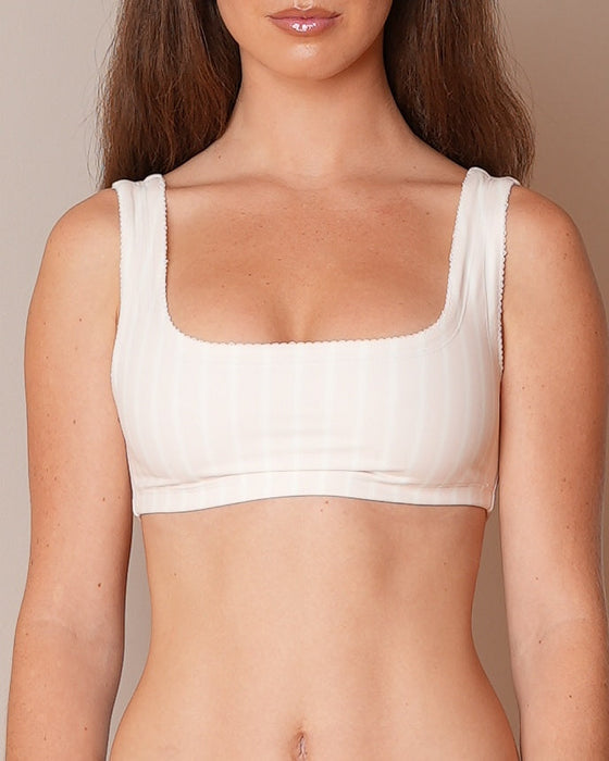 Swim Crop - Blush Stripe