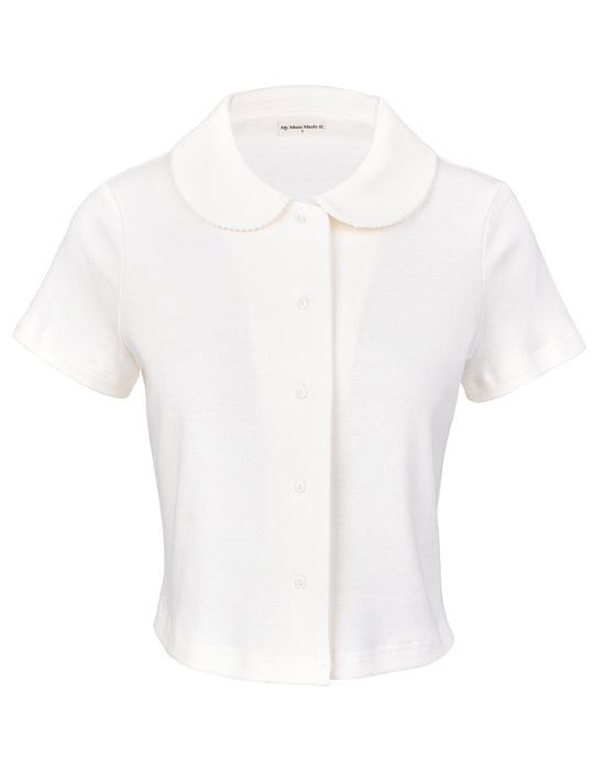 Lily Fitted Button Top - White