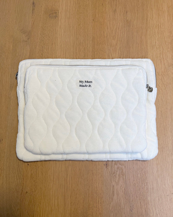 Quilted Laptop Bag - Off-White Terry