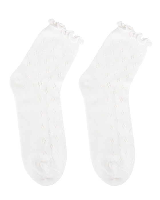 Pointelle Cotton Socks - Snow